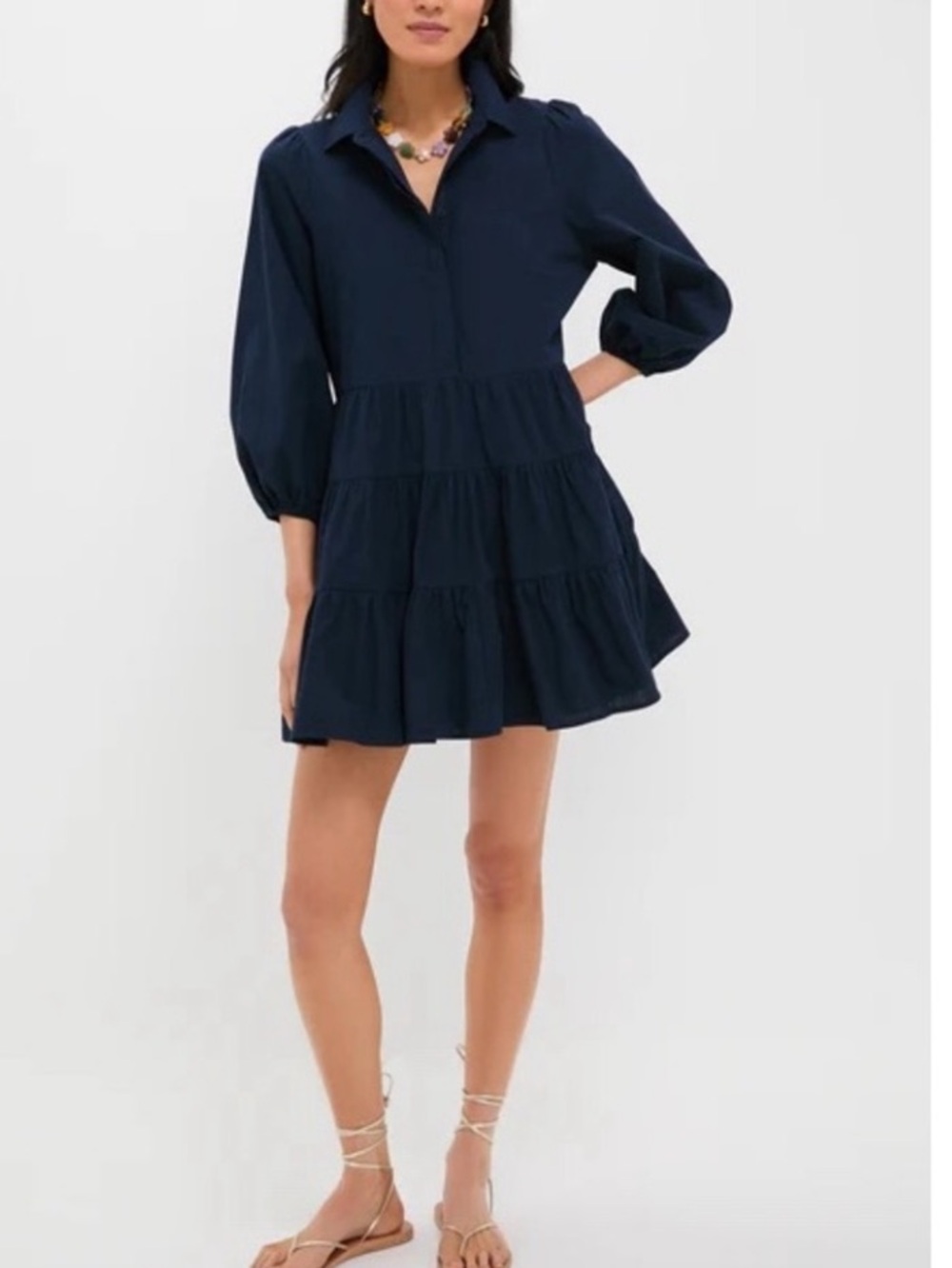 Pomander Place Navy Tiered Mini Dress